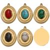 Pingente oval de pedra natural de aço inoxidável, pingente de luxo com luz de nicho, acessórios de aço titânio faça você mesmo, europeu e americano, pingente