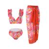 Popular 2025 Exportación Nuevo Estilo Estampado Europeo y Americano Francés Retro Traje de Baño de Una Pieza para Mujer Cubre Vientre y Aspecto Adelgazante Traje de Baño