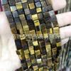 Cuentas cuadradas sueltas de 6 mm, ágata de cristal, piedra emperador, ojos de tigre, cuentas cuadradas de oro verde, accesorios de joyería, cuentas cuadradas semiacabadas