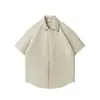 Camisa Retro Simple de Manga Corta para Viajes para Hombres y Mujeres, Camisa Versátil Casual Holgada de Verano con Bolsillos de Parche
