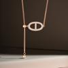 Exquisito Collar de Nariz de Cerdo Dorado Champagne para Mujer, Moda Elegante de Lujo Ligero, Zircón Incrustado, Cadena de Clavícula Ajustable