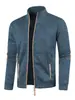 Suéter de punto con cremallera larga para hombre, mangas finas de terciopelo, top moderno, suéter con empalme articulado, chaqueta, talla grande para hombre