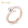 Anillo de acero inoxidable con forma de serpiente, anillo de acero de titanio con punta de taladro de arcilla estilo Ins, anillo de dedo abierto de acero inoxidable con elemento de serpiente, totalmente perforado, de moda