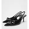 Tacones Altos Rojos Retro Franceses Stiletto Punta Fina Talla Grande Zapatos de Boda Zapatos de Vestir Sandalias de Charol con Punta de Moño para Mujer