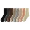 Calcetines de Lana para Mujer para Otoño e Invierno, Cálidos con Forro de Felpa, Resistentes al Frío, Engrosados, Color Sólido, de Caña Alta, Calcetines de Cachemir de Invierno