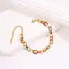 Pulsera Esmaltada Moderna y Fresca para Mujer, Pulsera de Esmalte Colorida de Alta Gama, Acero de Titanio, No se Desvanece, Venta Directa de Fábrica