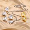 Pendientes Retro de Palacio Francés Acero de Titanio Chapado en Oro Real de 18K Collar de Corazón con Perla Pendientes de Acero Inoxidable 316 para Mujer