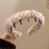 Diadema de Peluche con Estampado de Leopardo para Otoño e Invierno para Mujeres con Dientes para Lavado Facial y Presionar el Cabello Diadema con Parte Superior Alta de Calavera Pinza Antideslizante para el Cabello