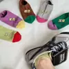 Calcetines de verano finos de rayas verticales retro estilo dopamina, color sólido combinado, antideslizantes, sin deslizamiento del talón, calcetines cortos para deportes al aire libre