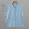 Chaleco informal de lino de verano, sudadera de algodón y lino con hebilla retro para hombre, chaqueta Magma de estilo chino, sin mangas, camisa con título antiguo