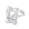 443 Anillo Cuadrado de Circonio Estilo Coreano INS con Sentido de Diseño Nicho Personalizado Simple para Combinar con Todo Plata Esterlina S925 Anillo para Mujer