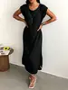 Vestido Sem Manga Slim Fit Estilo Novo Verão 2026 para Mulheres, Amazon Europa e América Transfronteiriça, Vestido Regata Solto de Comprimento Médio com Fenda