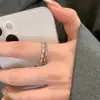 Anillo abierto de junta de bambú con circonita microincrustada para mujer, diseño de nicho de lujo ligero, sensación de alta gama, anillo para el dedo índice, estilo minimalista y fresco