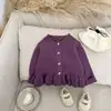 Cárdigan para Niñas Estilo Otoño Invierno Prendas de Punto Infantiles Top con Volantes para Bebé Ropa de Abrigo para Niños Pequeños Dropshipping Transfronterizo