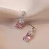 Aretes para Mujer, Aretes de Flor Corazón con Circonita Micro-pavimentada de Cobre, Nueva Moda de Nicho, Diseño Simple, Joyería de Temperamento y Versátil