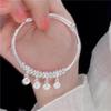 Nova Pulseira Ping An Happy Prata Feminina Novo Estilo Chinês Senso de Design Antigo Pulseira Ajustável Push-Pull para Presente de Namorada