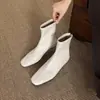Botines Elásticos Retro de Punta Cuadrada Adelgazantes Comercio Exterior Transfronterizo Talla Grande Botas Cortas de Tacón Grueso Cuatro Estaciones para Viajar Piel Suave Tallas 34 a 42 para Mujer