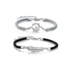 Pulsera de Pareja Pluma Te Acompañé Par de Hombres y Mujeres Ceja Moda Personalidad Plata de Ley Tejido Cuerda de Mano