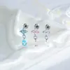 Pendente Gota de Flor Hensen Novo Estilo Ins Quatro Diamantes Flor Pequena Gota Haste de Liga de Titânio Piercing de Cartilagem Stud de Osso da Orelha