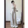 Um Conjunto Completo de Roupas de Verão com um Toque Estiloso, de Alta Qualidade e Inspirado em Chanel: Conjunto de Duas Peças com Colete sem Mangas e Calça de Pernas Largas
