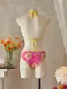 Europeu e Americano Ins Sexy Lingerie Ultraleve Sutiã com Alças Sem Aro Ultraleve Decote Halter Maiô Justo Dividido Três Peças