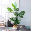 Decoración de bambú artificial paisaje bambú maceta grande ventana bienvenida sala de estar maceta pasillo pared de fondo planta verde de plástico parabrisas cifrado