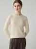 Suéter 100% cachemira pura para mujer, otoño e invierno, cuello redondo plano, tejido sin costuras, top base ajustado