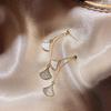 Aretes Largos de Borla en Forma de Abanico de Plata S925 con Diamantes Completos, Estilo Coreano, Aretes Distintivos de Alta Gama, Aretes Yujie Socialité de Lujo Ligero