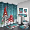 Cortina de ducha para mampara de baño rosa estilo europeo y americano de Papá Noel, cortina de ducha de tela de poliéster con diseño de elfo y estrella transfronterizo, venta al por mayor desde el fabricante