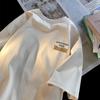Nova camiseta de manga curta masculina moda verão marca todas as combinações solta casual pesada todas as combinações camiseta de meia manga para estudantes