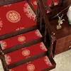 Nuevas Alfombrillas para Escaleras Estilo Chino, Escaleras de Madera Dúplex, Alfombrillas Festivas para Peldaños, Alfombrillas Antideslizantes para Pies, Alfombrillas Rojas con Palabra Feliz de Año Nuevo, Alfombrillas Lavables para Suelo