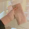 Luvas Quentes e à Prova de Frio para Outono e Inverno para Mulheres Ins Pelo Sintético de Visão Elegante Fofo Meio Dedo para Escritório Estudante Macias e Aderentes