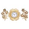 Decoración de sala de estar reloj de cuarzo diseño tridimensional calado fuente clara hora de viaje precisa reloj de pared de flores frescas traje