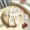 Conjunto Infantil 2026 Nuevo Estilo Coreano Niñas Celebridad de Internet Elegante Casual Deportivo Sudadera con Capucha Pantalones Jogger Moda Conjunto de Dos Piezas