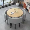 Mesa e Cadeiras Simples Modernas para Negócios e Recepção de Convidados, Mesa Redonda Pequena para Lanchonete de Chá com Leite, Mesa de Jantar