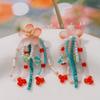 Pendientes de flores de vidrio tejidas con borlas largas de colores de súper hadas, pendientes hechos a mano, tocado, material colgante, venta al por mayor