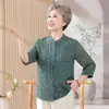 Ropa de Verano para Personas Mayores, Camisas de Manga Tres Cuartos para Mujer, Ropa para Madres, Tops para Señoras Mayores, Holgados para Abuela, Elegantes Camisas Florales