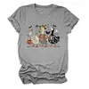 Amazon eBay Loja Independente Casual Divertido Feminino Três Patos de Halloween Múmia Fazendeiro Gola Redonda Manga Curta