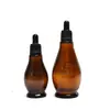 Frasco Conta-Gotas Transparente Marrom Personalizado com Formato de Cabacinha de Barriga Grande 30ml Frasco para Óleo Essencial Sub-Frasco para Loção de Essência Vidro Impressível