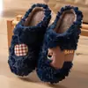 Chinelos de Algodão Desenho Animado Feminino Inverno Fofos Sola Grossa Para Casa Interior Uso Externo Meio Cobertos Fluffy Chinelos de Algodão Casal Masculino Inverno