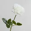 Flor de Rosa Artificial Individual Estilo Europeo Decoración para Sala de Estar Hogar Decoración de Boda Rosa con Borde Enrollado con Textura Realista