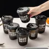 Las pegatinas para tazas de café son impermeables, de transferencia de cristal, transparentes, etiquetas autoadhesivas, decorativas, de alto valor estético, sencillas, estilo americano, desechables para bebidas