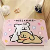 Felpudo de bienvenida de cachorro de dibujos animados, alfombrilla de entrada, alfombrilla de pasillo, antideslizante, resistente a la suciedad, fácil de limpiar, alfombra lavable, alfombra absorbente