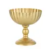 Jarrón alto de arte en hierro vintage estilo europeo, color dorado con acentos en oro blanco, recipiente para flores de mesa principal de boda, decoración de arreglo floral de mesa de banquete