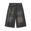 Jeans Vintage Lavados de Pierna Ancha para Hombre, Estilo Verano, Pantalones Rectos de Largo Medio, Shorts Casuales Sueltos con Mitad Elástico Cortos