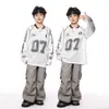 Conjunto Infantil Moderno de Street Dance Calças Cargo para Meninos Estilo Hip-Hop de Rua Elegante Moderno Marca Roupa de Performance