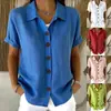 2026 Amazon Cruzamento Europeu e Americano Primavera e Verão Camisa Lisa com Gola e Botões, Casual, Confortável, Camiseta Solta de Manga Curta