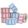 Etiquetas adhesivas impermeables con marcos rojos y azules, notas escritas a mano, pegatinas de clasificación para papelería de oficina, 1000 pegatinas por rollo, respaldo adhesivo
