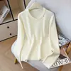 Camisa Básica de Cuello de Moda Otoño/Invierno 2026 para Mujer, Suéter de Punto Grueso Elegante de Manga Larga y Cuello Bajo