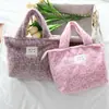 Bolso de Mano Nuevo con Estampado de Leopardo de Felpa, Bolso de Mano de Moda Coreana, Bolso de Muñeca Casual para el Trabajo, Bolso Tote Portátil